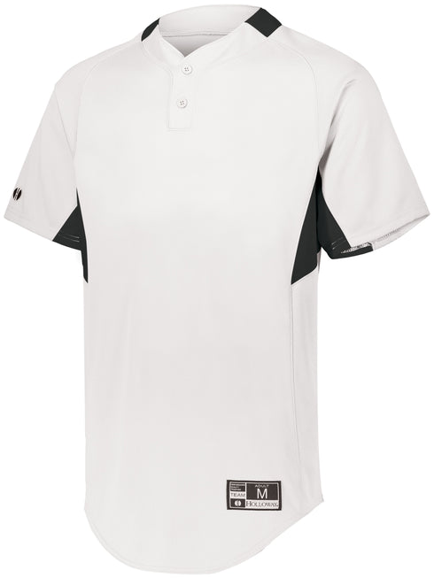 Holloway Youth Game7 Two-Button Baseball Jersey (221224), Color 'White/Black'